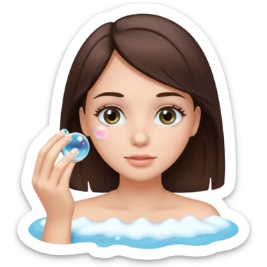 Brunette girl washing her lashes sticker