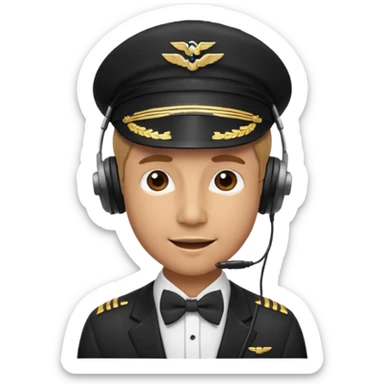 headphones, hat, and bowties pilot sticker