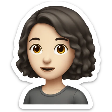 pale girl with dark brown hair  sticker