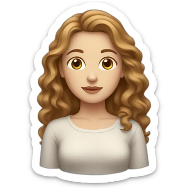 White Woman with wavy light brown hair and brown eyes sticker
