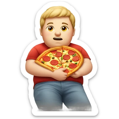 A fat kid eating pizza sticker