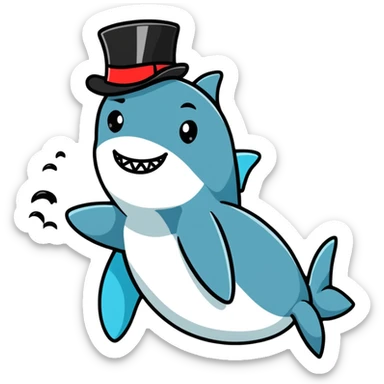 shark wearing a top hat sticker