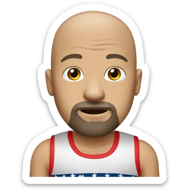  Bald white guy with goatee who looks scarred wearing a American flag tank top  sticker