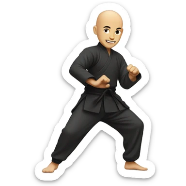 Bald guy doing kungfu sticker
