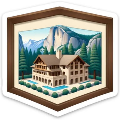 The Ahwahnee Lodge, Yosemite national park, isometric exterior view  sticker