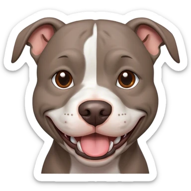 Gray pitbull face smile sticker