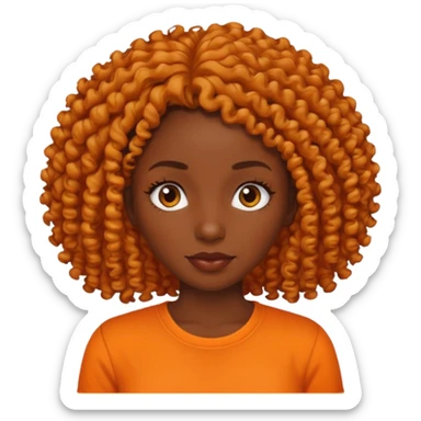 dark skin woman with organge shirt and curly hair sticker