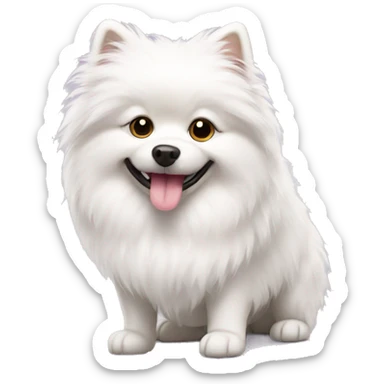 white fluffy dog spitz  sticker