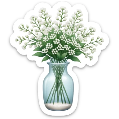 Baby’s breath bouquet in clear vase  sticker