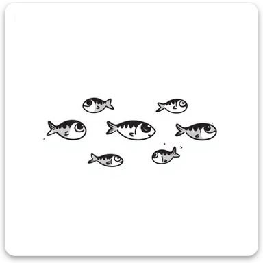anchovies, hand drawn doodle style, sketchy, black and white sticker