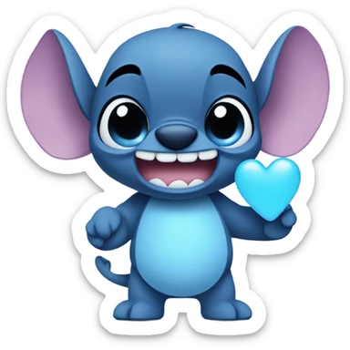 stitch holding a light blue heart sticker