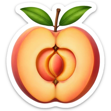 peach split open with glowing seed core sticker