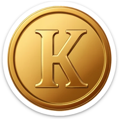 apple style emoji of a gold coin with the letter K on it sticker