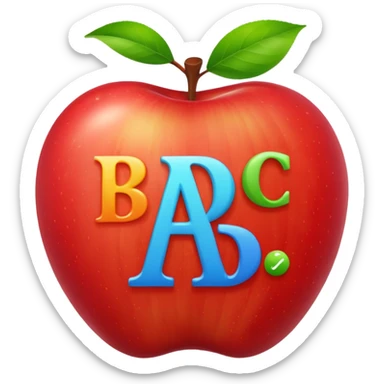 apple with colorful vitamin letters A B C around sticker