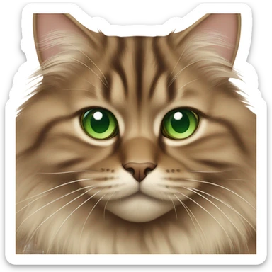  Brown siberian cat and green eyes sticker