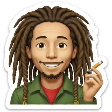 Bob Marley version cartoon smoked weed sticker