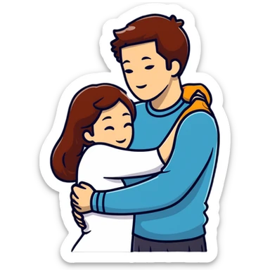 couple hugging romantically sticker