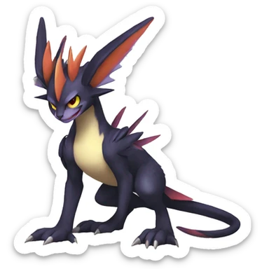 Edgy Cool Nargacuga-Noivern-Pokémon-fusion-cat Full Body sticker