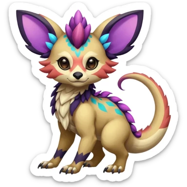Rare realistic exotic cute epic pretty beautiful handsome gorgeous aesthetic colorful vibrant Vernid-Protogen-Primagen-Wickerbeast-species-Fakemon-creature by LiLaiRa, random markings, tufted ears, full body sticker