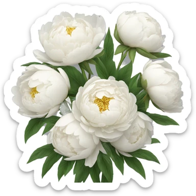 White peonies bouquet  sticker