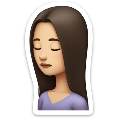 fair skin, dark brown straight long hair girl sleeping in bad sticker