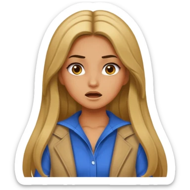 pretty long hair girl middle parted, amazed, good clothes, tanned, baddie sticker