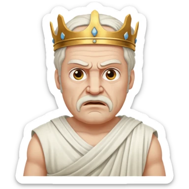evil ancient greek king with toga ugly sticker