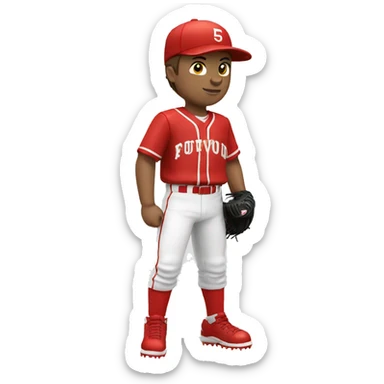 youth baseball pitcher in red and white uniform sticker