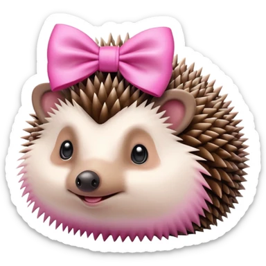hedgehog with a pink bow sticker