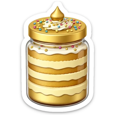 A layered small jar of cake that is gold outline black background ONLY GOLD  sticker