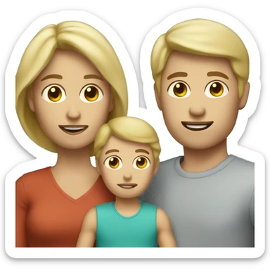 Blonde woman with two sons brown hair  sticker