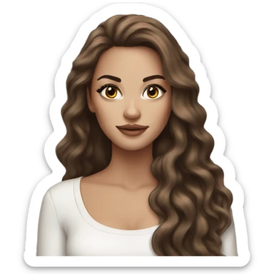 stunning beauty white woman, brown long hair and black eyeliner sticker