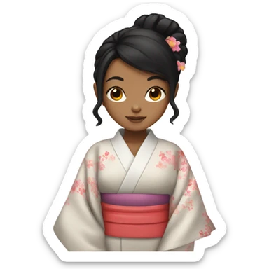 lightskin girl with black hair wearing a kimono sticker