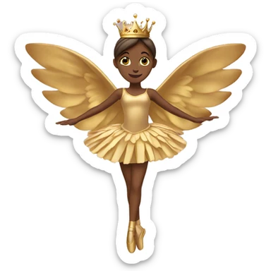  brown ballerina gold wings gold princess crown sticker