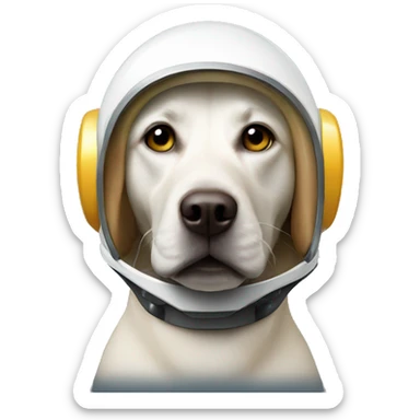 Labrador wearing a space helmet frontal view sticker