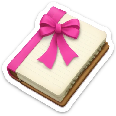 Note book with bright pink bow around it sticker