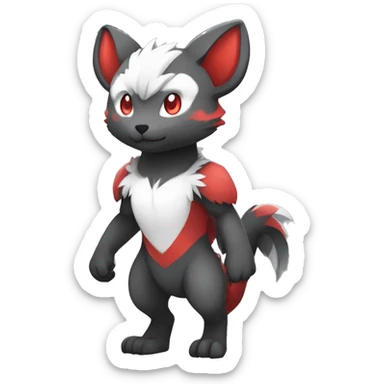 Cute cool black red white grey animal hybrid Fakemon full body sticker