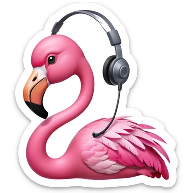 flamingo in call center headset sticker