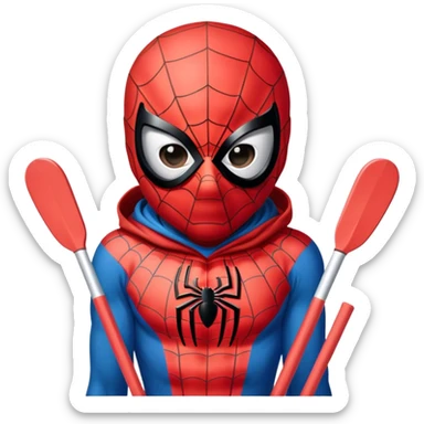 Spiderman wearing skis and a ski mask sticker