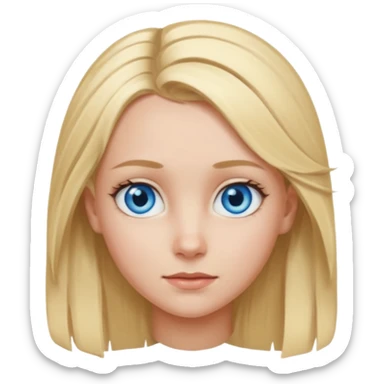 blonde girl, blue eyes with clips in hair and the forehead as big as megamind sticker