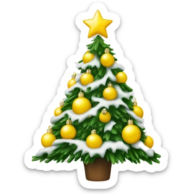 White Christmas tree yellow ornaments sticker