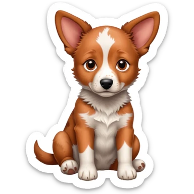 Cute red heeler puppy with floppy ears and spotted coat, sitting sticker