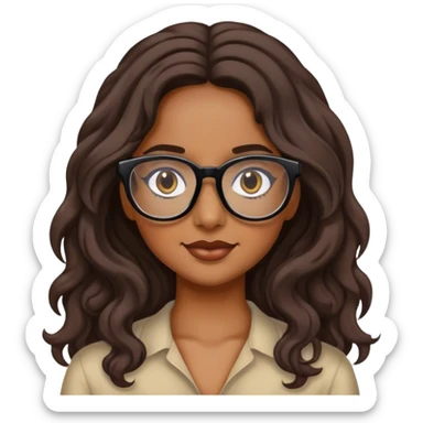 Chica morena pelo largo ondulado con gafas negras sticker