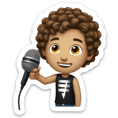 White boy with brown hair and tattoo on arms holding a microphone  sticker
