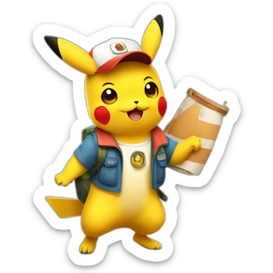 pikachu as a happy summer camp volunteer except its Germany in 1944 sticker