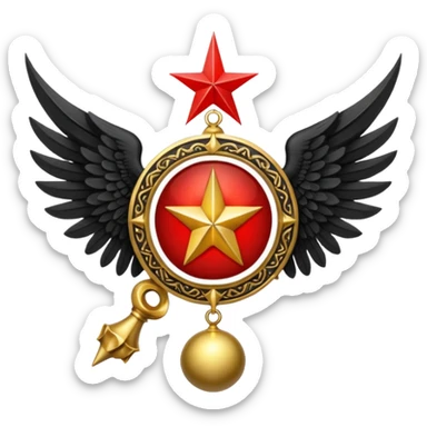 Holy Emblem with black wings and horn and red star in the middle sticker