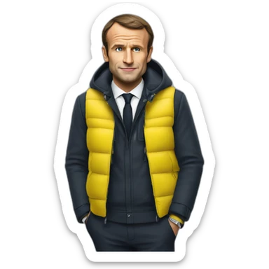 Macron avec un gilet jaune  sticker