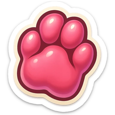 Make the cartoon hamster paw pink, keep it isolated and in a cute cartoon style, suitable for Discord emote, with no background. sticker