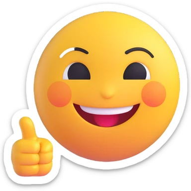A classic yellow round emoji-style face pointing to itself, with a confident smile, symbolizing "me" or "I am the one". Bright colors, simple cartoon style, centered on a white background sticker