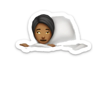 woman covering herself from the cold under sheets in bed sticker